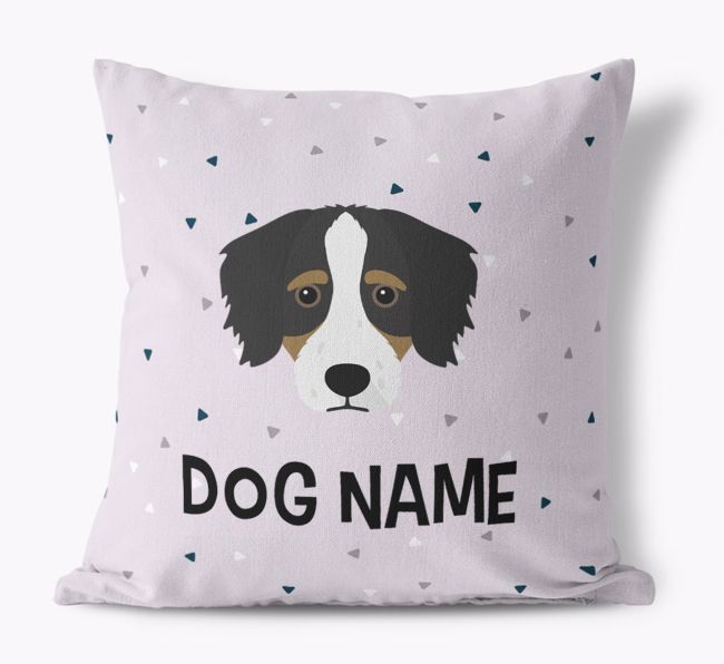 Triangle Pattern with {dogsName}'s Icon: Personalised Canvas Cushion